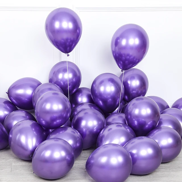 20pcs 12inch New Glossy Baby Pink Metal Pearl Latex Balloon Rose Gold Thick Chrome Metallic Globos Wedding Birthday Party Decor purple 3