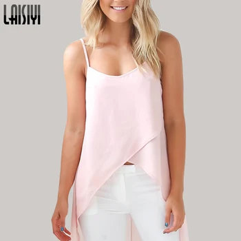 

LAISIYI Women Boho Chiffon Beach Dress Casual Solid Backless Straps Top Robe Femme Vestido 2020 Summer Dress White Pink Sundress