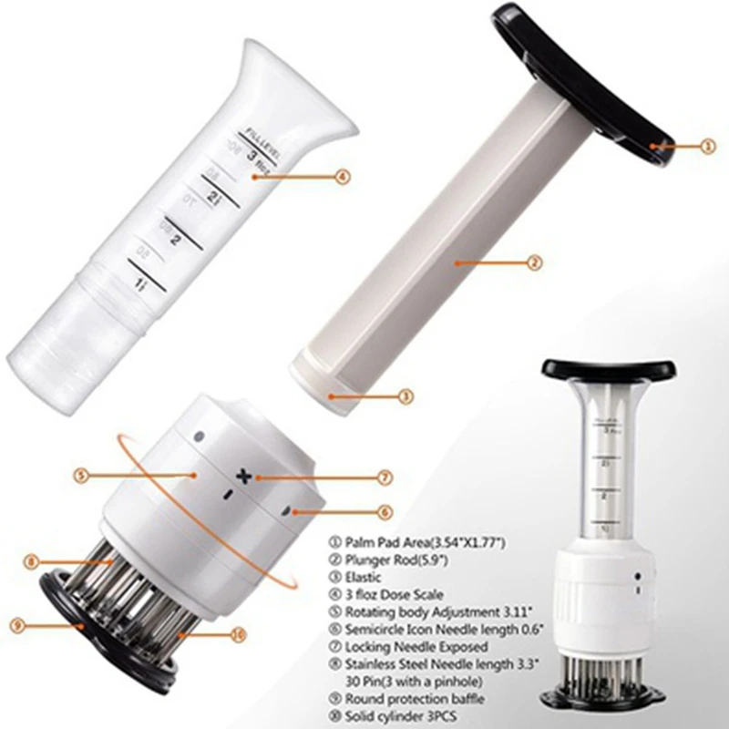 Preise Edelstahl Fleisch Injektor Nadel Marinade Spritze Grill Fleischklopfer Gewürz Injektoren Küche BBQ Kochen Werkzeuge