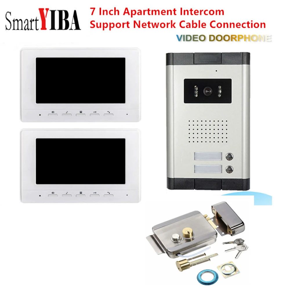 2 Apartments Video Intercom 7 Inch Monitor for 2 Families/Floors Apartment Video Doorbell IR Camera apartment intercom system with door release