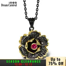 DreamCarnival 1989 в готическом стиле, черного и золотого цвета Цвет розовый костюм CZ ювелирные изделия колье Для женщин Мода Bijoux(украшения своими руками) в виде цветка, Цепочки и ожерелья WP6483