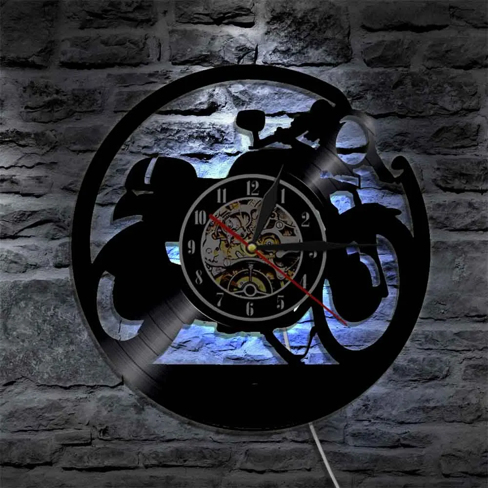 Wall Clock Cafe Bar Vinyl Cafe Racer Clock Motorcycle Wall Clocks