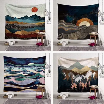 

Wall Hanging Mandala Tapestry 150*150cm traveling Camping sunrise oil painting pattern boho Tapestry Yoga pad Sleeping Tapestry