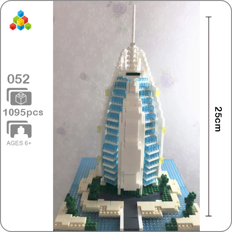 

YZ World Famous Architecture Burj Al Arab Hotel Building Blocks 3D Model Mini Diamond Small Bricks Toy for Boy Children Gifts