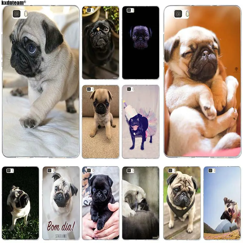 Smiling Pug Lovely Animal Silicone Soft TPU Phone Cases for Huawei P8 P9 P10 P20 Mate 10 Pro Y5 Y6 II Y7 Honor 6X 7X 9 Lite Bags | Мобильные