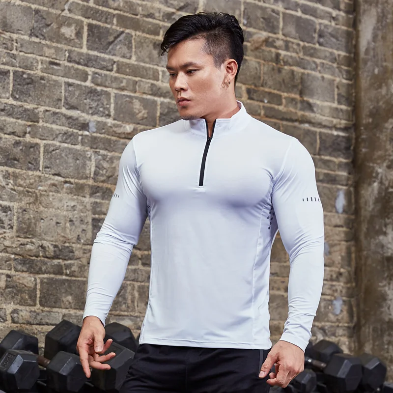 Sport t shirt running t shirt running t shirts fitness clothes compression t shirt men t shirts Men Tight Sport T-Shirt Long Sleeve Gym Running Clothing Fitness Compression Sportswear Zip Pullover Hiking Rashgard Sweatshirt