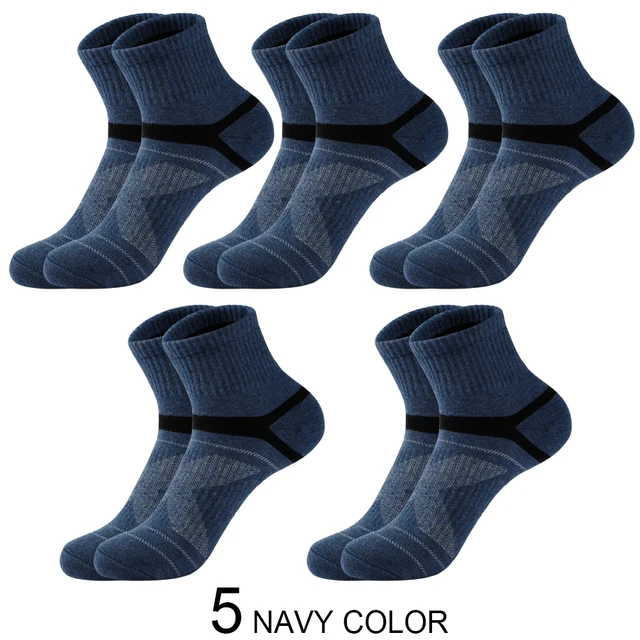 High Quality 5 Pairs Lot Men's Cotton Socks Black Sports Socks Casual Run Summer Socks Men Breathable Male Sock Sokken Size38-43 5 pairs navy color