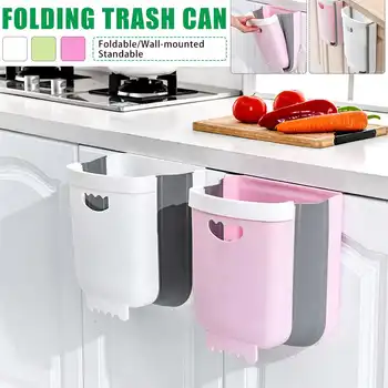 

15L Large Cute Shape Wall Mounted Folding Waste Bin Kitchen Cabinet Door Hanging Trash Bin Garbage Car Trash Can Wall Mounted Fo