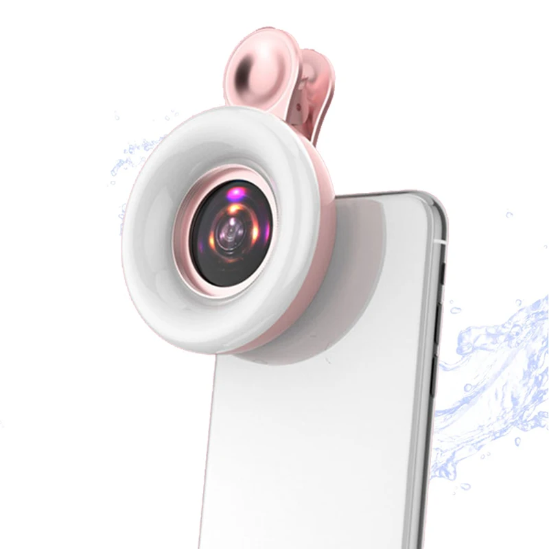 3-in-1 Wide Angle Macro Fisheye Lens Mobile Phone Fish Eye Lenses Camera Kits with Clip Fill Light For All smart  Phones