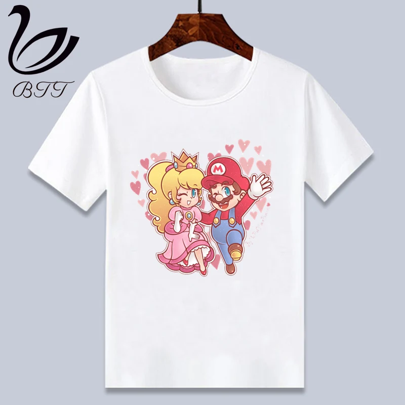 Baby Boy Girl Super Mario Cute Print MARIO Clothes Children Funny T-shirt Round Neck Children Tops