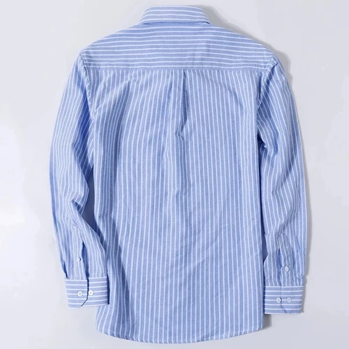 남성용 S- 6XL 옥스포드 셔츠, 긴팔 코튼 캐주얼 드레스 셔츠, 단색 격자 무늬 가슴 포켓 레귤러 핏 남성 소셜 셔츠 5
