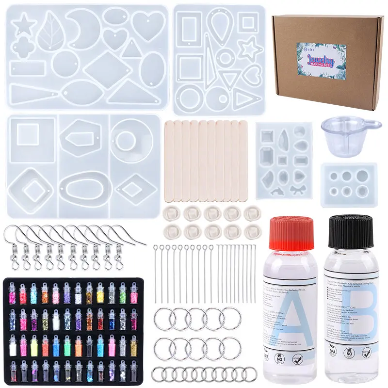 125 pièces résine époxy Silicone moule Kit bijoux moulage outils décoration  bricolage faisant ensemble d'outils accessoire