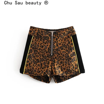 

Chu Sau beauty New Fashion Blogger Style Leopard Print Short Women Sexy Chic Summer Party Wear Short Pants Female Shorts De Moda