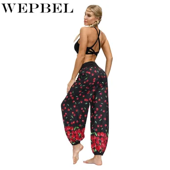 

Lady Elastic Waist Long Trousers Yoga Print Jogger Pants Wide Leg Lantern Pants Women Casual Summer Boho Loose Harem Pants