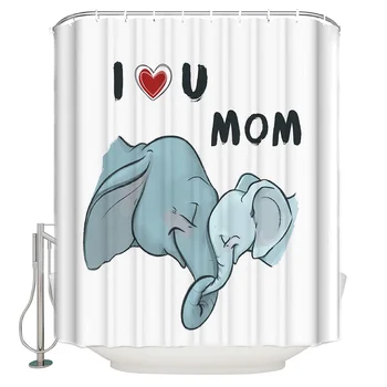 

Mother'S Day Elephant Mother And Child Bathroom Accessories Waterproof Bathroom Shower Curtain With Hook Accessory