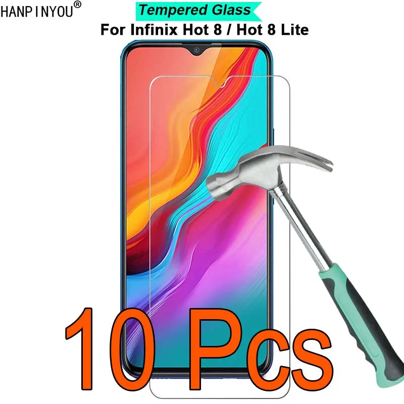 

10 Pcs/Lot For Infinix Hot 8 Hot8 / Lite 9H Hardness 2.5D Ultra-thin Toughened Tempered Glass Film Screen Protector Guard