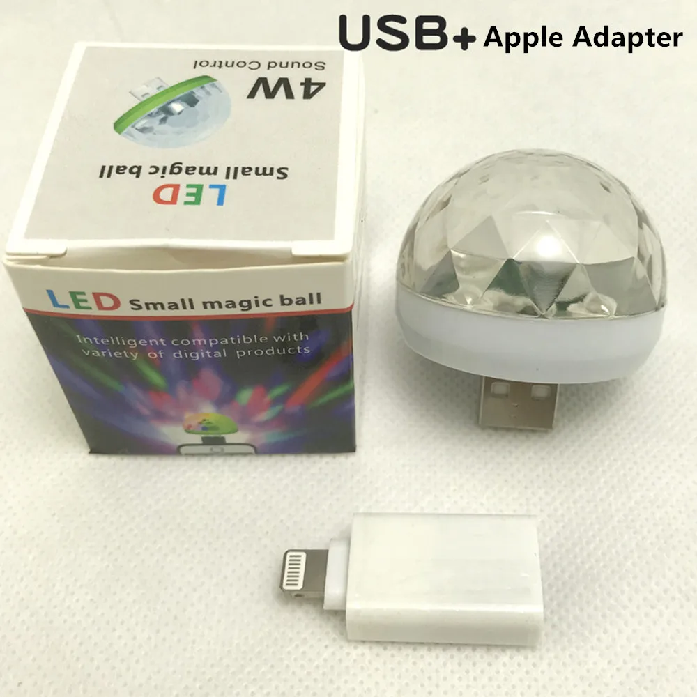 Adeeing USB диско светильник светодиодный вечерние светильник s Портативный хрустальный магический шар красочный эффект сценический светильник для дома вечерние караоке Декор - Цвет: White For Apple
