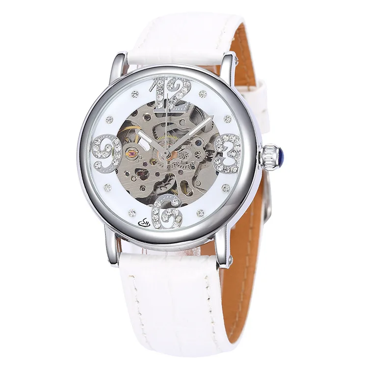 

Shenhua/Gentry China Crystal Diamond Set Leather Belt Analog Watch Hollow out Analog Watch