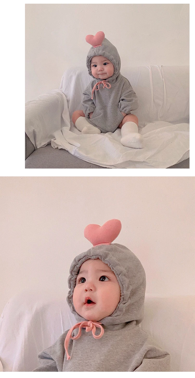 Autumn and Winter Baby Girl Bodysuit Baby's Three-dimensional Love Climbing Garment Long-sleeved Baby Clothing