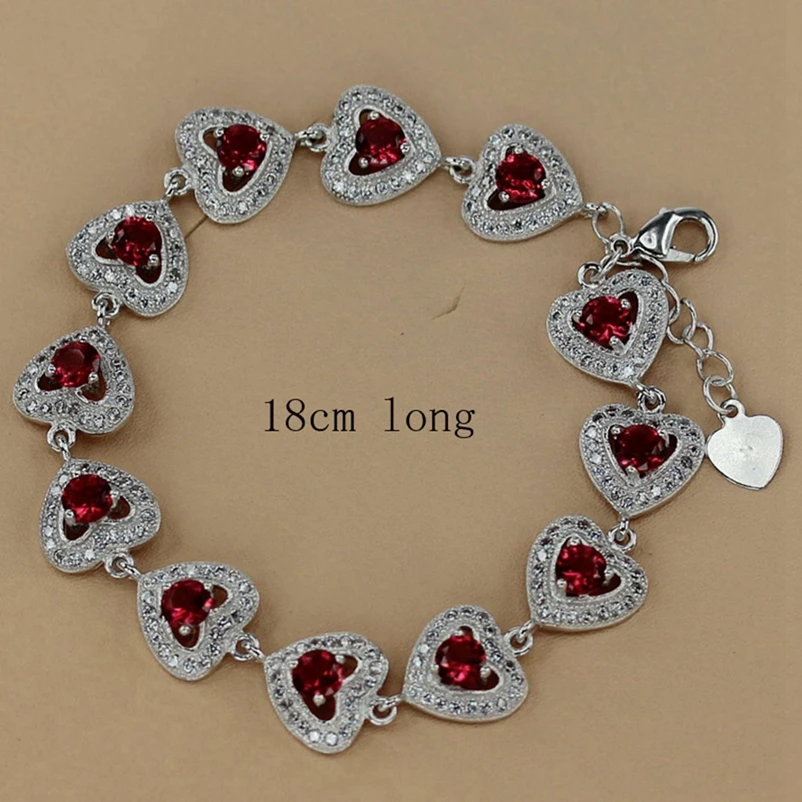 SHUNXUNZE Luxury Vintage Wedding Bracelets Jewelry & Accessories for women dropshipping Red Cubic Zirconia Rhodium Plated R3270