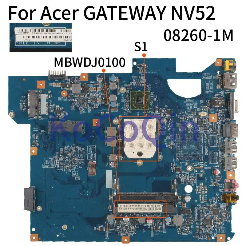 Материнская плата KoCoQin для ноутбука Acer GATEWAY NV52 материнская MBWDJ0100 08260 1M