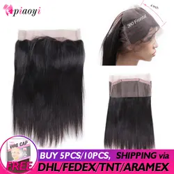 Piaoyi перуанские прямые волосы предварительно выщипанные 360 Кружева Фронтальная застежка с ребенком волос 8-22 дюймов 100% Remy человеческие