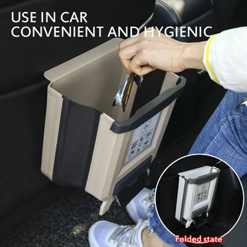 

Folding Waste Bin Kitchen Cabinet Door Hanging Trash Bin Wall Mounted Trashcan For Kitchen Bathroom Toilet Car Waste Storage