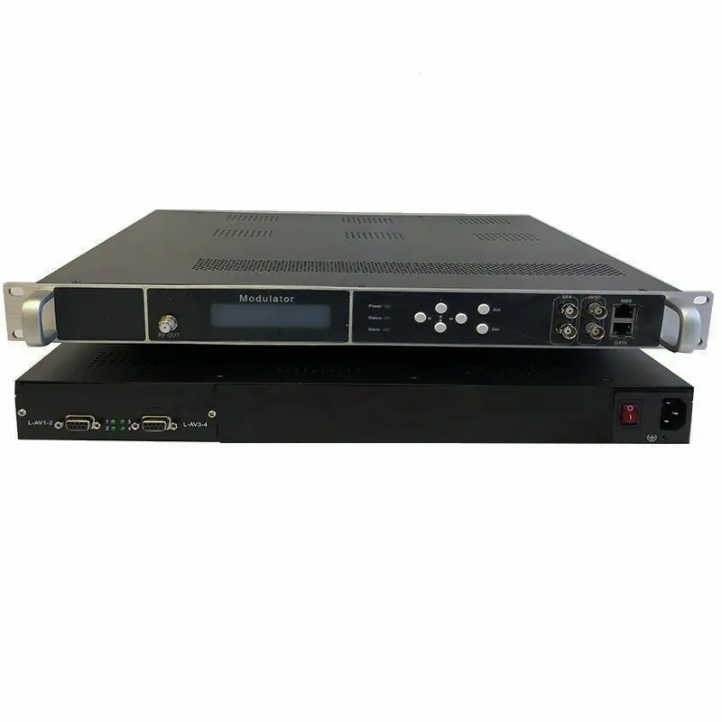 4 модулятора с кодом SD AV Аудио Видео в радиочастоту (DVB-T / C ATSC ISDB) IP ASI кабель