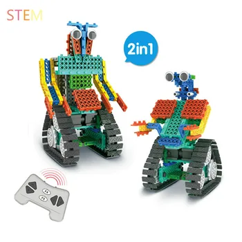 

City Creator RC Car Electric Building Blocks 2In1 Remote Control Intelligent Tracked Robot Technic Bricks Toys for Children Gift
