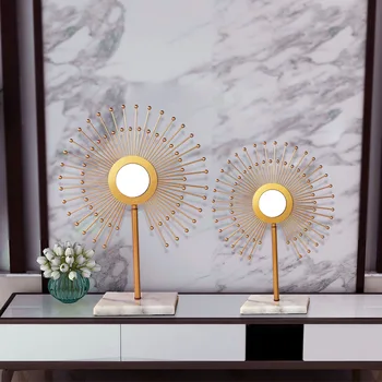 

New Chinese Home Living Room Porch Decoration Marble Base Metal Sunglasses Decorative Display Model Room Decoration