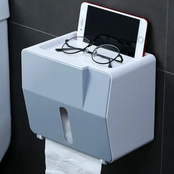

1PCS Toilet Tissue Box Toilet Paper Storage Rack Paper Extraction Box Hole-Free Creative Waterproof Towel Rack Bathroom Storage