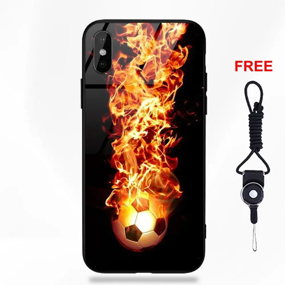 Футбольная силиконовая ТПУ оправа закаленное стекло телефон Coque для Apple IPhone X XS Max XR 5 5C 5S SE 6 6S 7 8 Plus - Цвет: as picture