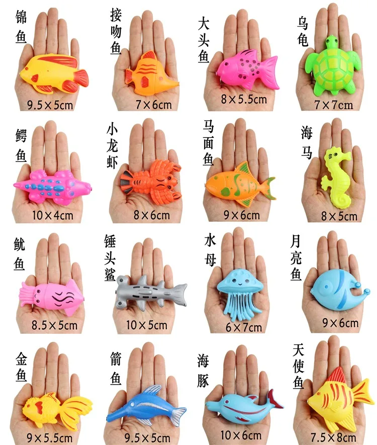 100 Fish Send Fishing Rod Kit Park Square Amusement Park Magnetic Fishing Plastic Fake Fish in Bulk Color Printed