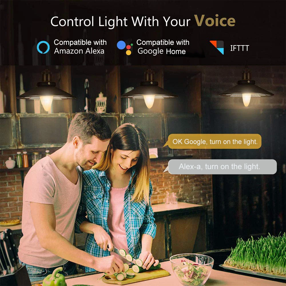 Tuya E14 Smart WiFi Light Bulb 5W RGB+W+C Dimmable LED Lamp 110 240V AC Timer Voice Control Magic Bulb for Home Outdoor Decor