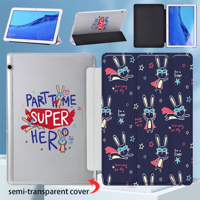 Tablet Case for Huawei MediaPad T5 10 10.1"/MediaPad T3 10 9.6" Anti-fall Adjustable Leather Stand Tri-fold Cover Case