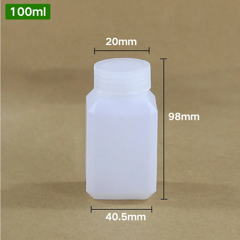 100ML 20 шт./лот, пустая многоразовая бутылка, 100 мл, маленький пластиковый косметический контейнер для жидкости, бутылки для лосьона, пищевой HDPE - Цвет: 100ML