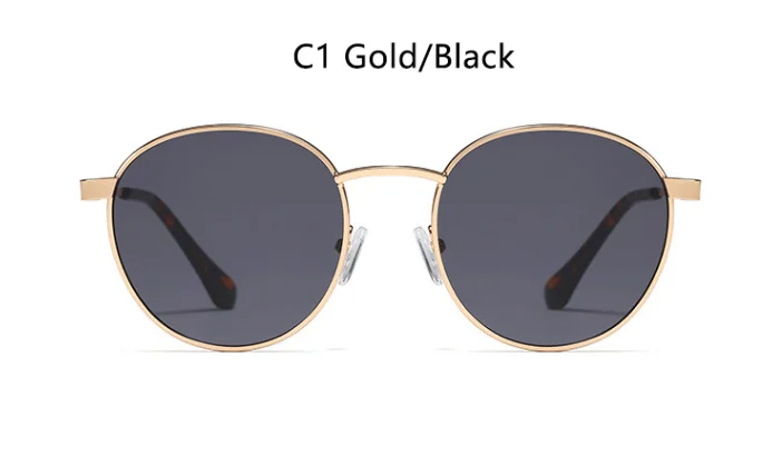 C1 GOLD BLACK Роскошные Дизайнерские круглые солнцезащитные очки, винтажные Ретро очки для женщин и мужчин, Маленькая Золотая оправа, солнцезащитные очки, цветные очки UV400 - Цвет линз: C1 GOLD BLACK