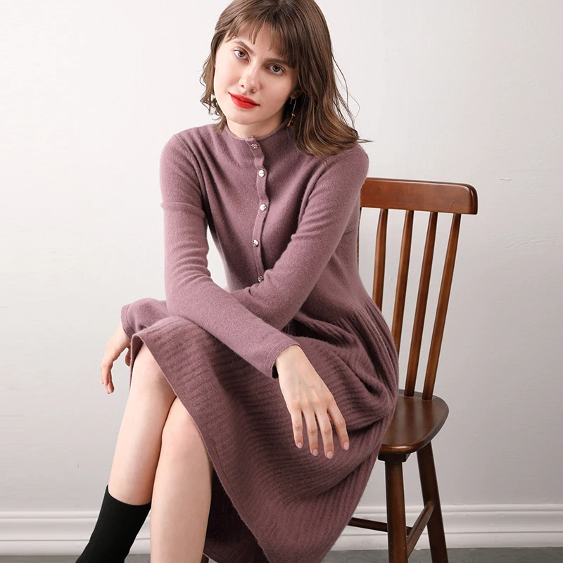 Winter Skirt Women S Half High Neck Wool Knit Dress Slim Slimming Knee Length One Piece Sweater Plus Size Clothes For Women Pullovers Aliexpress