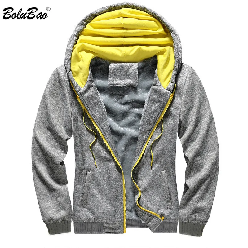 

BOLUBAO Brand Men Fashion Hoodies Men's Solid Color Hooded Sweatshirts Winter New Plus Velvet Thick Hoodies Sweatshirts Male