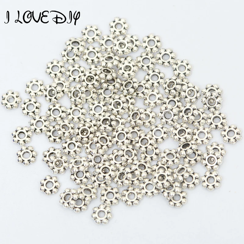 Wholesale Tibetan Silver Daisy Flower Shaped Spacer Beads Jewelry Making 4/6mm