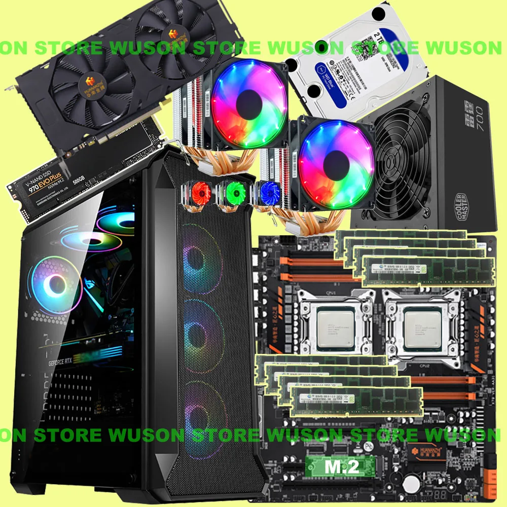 Строительный супер компьютер HUANANZHI dual X79-8D материнская плата с 500G SSD cpu Xeon E5 2680 V2 ram 128G (8*16G) 600W PSU GTX1660TI Строительный супер компьютер HUANANZHI dual X79-8D материнская плата с 500G SSD cpu Xeon E5 2680 V2 ram 128G (8*16G) 600W PSU GTX1660TI