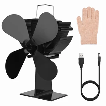 

Heat Stove Fan Heat and Cold Wood Stove Fan Environmentally Protection Ultra Quiet Fireplace Wood Burning Efficient Cooling 4 Pi