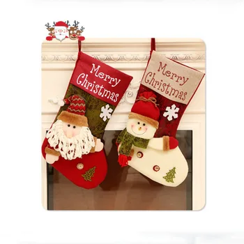 

Candy Bag Stocking Santa Claus Sock Gift Bag Bauble Christmas Tree Orn FK1