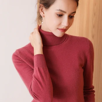 

High Collar Lapel Cashmere Sweater Wool Sweater Pullover Slim Warm Solid Color Base Elastic Sweater