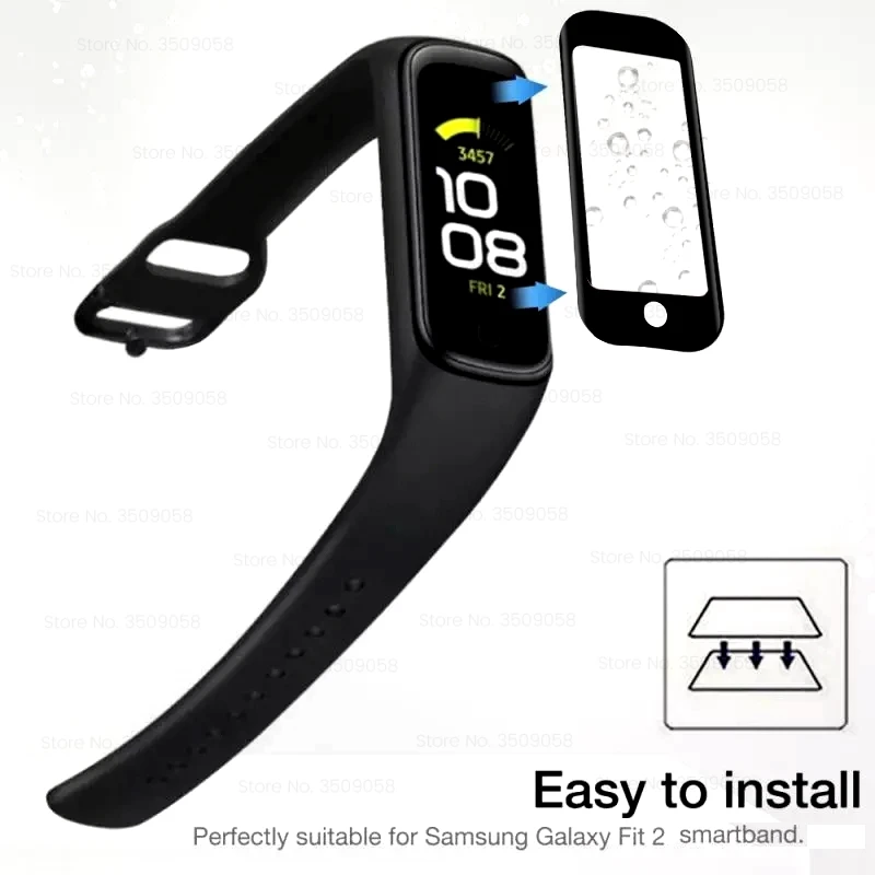 1-3PCS 9D Curved Soft Protective Glass for Samsung Galaxy Fit2 Fit 2 Full Screen Protector Film Cover Smartwristband Accessories