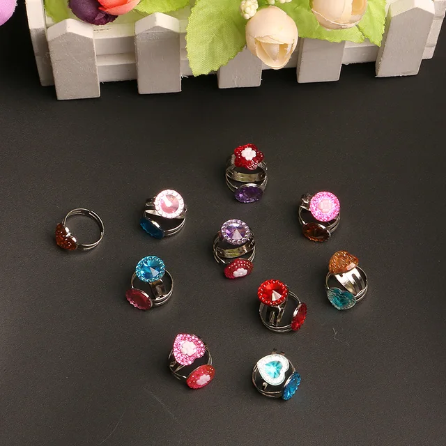 10pcs Rings Sweet Party Jewelry Accessories Christmas Gifts Play Finger Ring Kids Girls Child Princess Random Heart Flower WYW 2