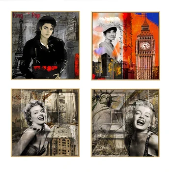 

Famous Star Michael Jackson Portrait Wall Art Canvas Posters Brigitte Bardot & Marilyn Monroe Prints Paintings for Home Decorati