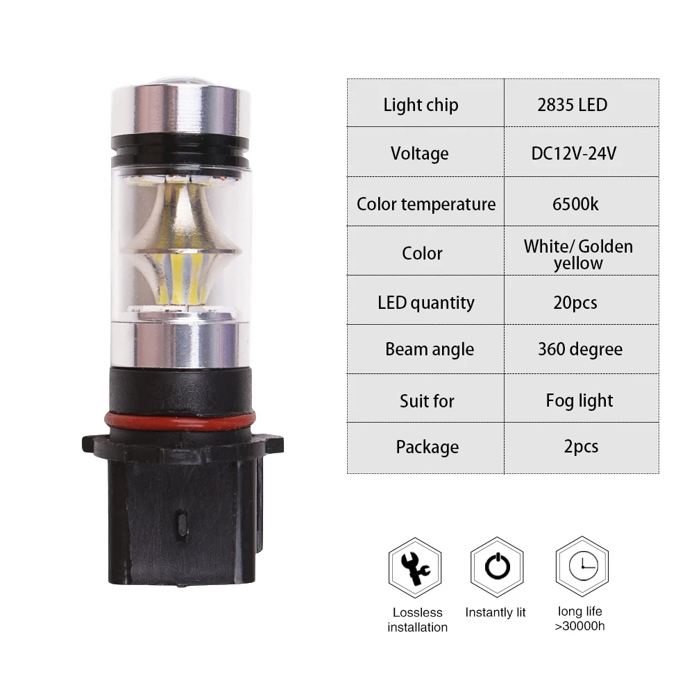 2 шт. P13W PSX26W автомобильные противотумансветодиодный светодиодные фары 2835 SMD