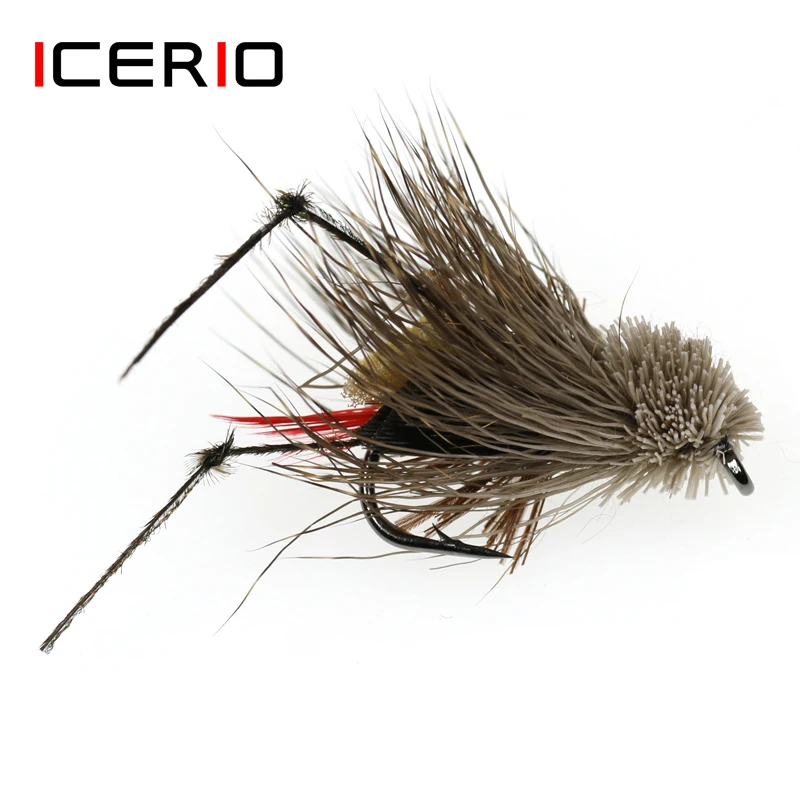 ICERIO Grasshopper Dry Flies Terrestrial Fly Trout Fly Fishing Lures #6 6PCS