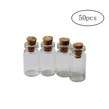 

50Pcs Mini Glass Bottles Delicate Cork Stoppers Wish Bottles Diy Miniature Bottles Favor Cute Small Glass Jars (0.5Ml) As Shown